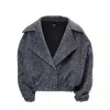 Bluzat Women's Grey Bomber Jacket With Lapels In Grey
