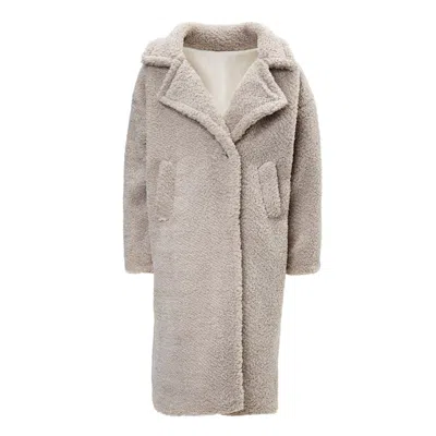Bluzat Women's Grey Faux Fur Maxi Coat