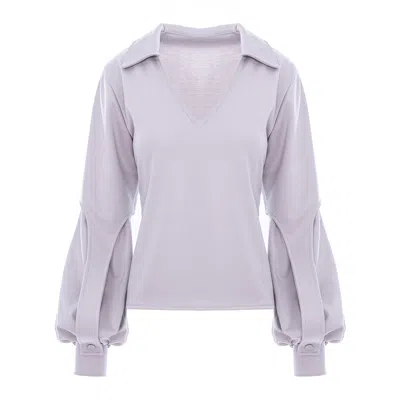 Bluzat Women's Grey Puff-sleeve Blouse