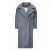 Bluzat Women's Grey Structured Wool Coat With Oversized Lapels In Grey