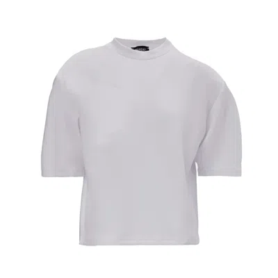 Bluzat Women's Grey T-shirt With Oversized Shoulders