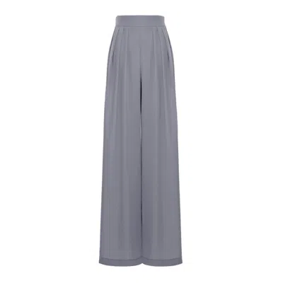 Bluzat Women's Grey Wide Leg Trousers With Pleats