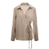 Bluzat Women's Grey Wrap Blouse