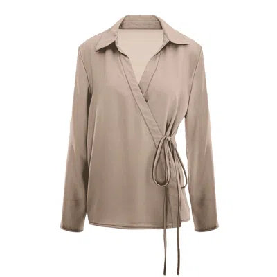 Bluzat Women's Grey Wrap Blouse