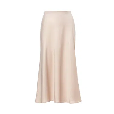 Bluzat Women's Ivoire Satin Midi Skirt With Gold Details