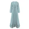 Bluzat Women's Light Blue Ruffled Kaftan