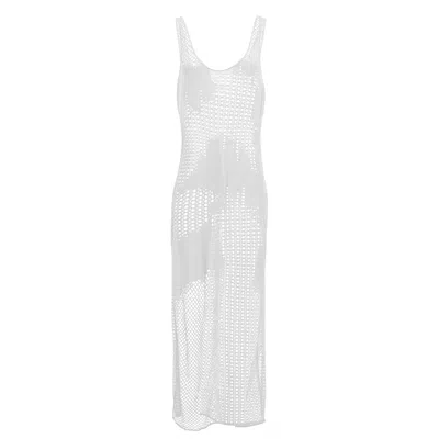 Bluzat Women's Macrame White Dress