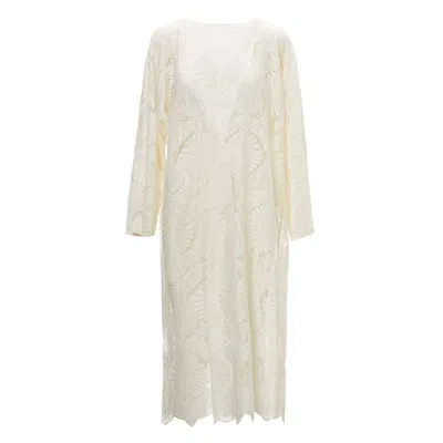 Bluzat Women's Macrame White Kimono