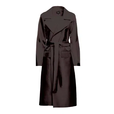 Bluzat Women's Metallic Black Straight Overcoat With Belt