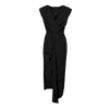 Bluzat Women's Midi Black Dress With Draping And Pleats In Black
