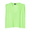 Bluzat Women's Neon Green Draped Top With Padded Shoulders And 'v' Neckline In Green
