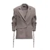 BLUZAT WOMEN'S NEUTRALS BEIGE BLAZER WITH LACES