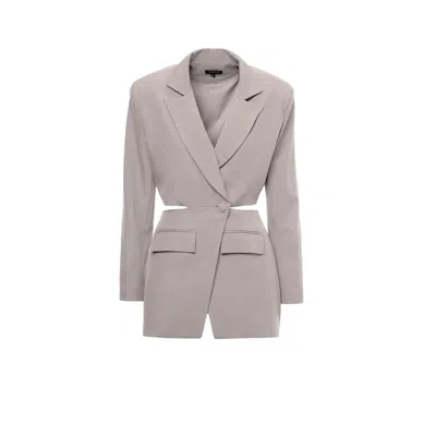 Bluzat Women's Neutrals Beige Blazer With Waistline Cut-out