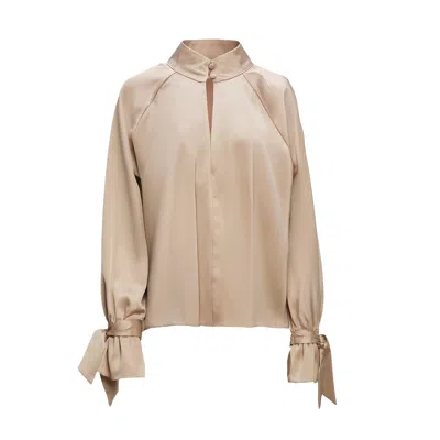 Bluzat Women's Neutrals Beige Blouse With Bows