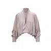 Bluzat Women's Neutrals Beige Blouse With Draped Sleeves And V-neck In Beige