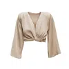 Bluzat Women's Neutrals Beige Blouse With Flared Sleeves In Beige