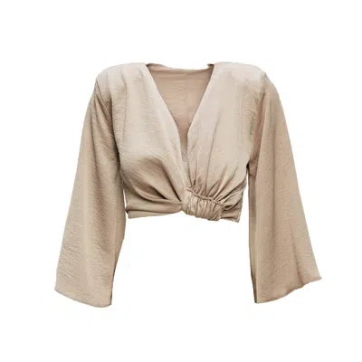 Bluzat Women's Neutrals Beige Blouse With Flared Sleeves