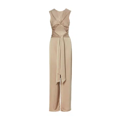 Bluzat Women's Neutrals Beige Jumpsuit With Knot
