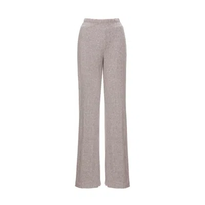 Bluzat Women's Neutrals Beige Knitted Wide Leg Trousers