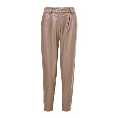 Bluzat Women's Neutrals Beige Leather High-waist Slim Fit Trousers In Beige/black
