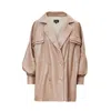 Bluzat Women's Neutrals Beige Leather Oversized Blazer With Flap Pockets In Beige/black