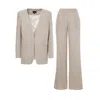 Bluzat Women's Neutrals Beige Linen Suit With Blazer And Straight Trousers In Beige