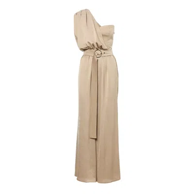 Bluzat Women's Neutrals Beige Maxi Jumpsuit With Belt