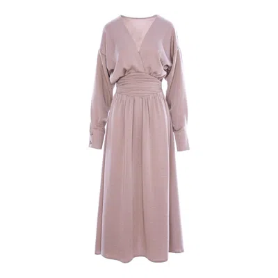 Bluzat Women's Neutrals Beige Midi Dress With Corset