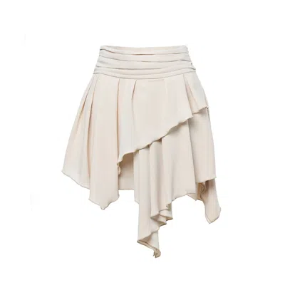 Bluzat Women's Neutrals Beige Mini Asymmetrical Skirt