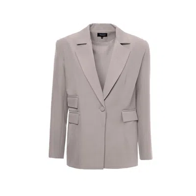 Bluzat Women's Neutrals Beige Regular Blazer Wiht Double Pocket