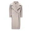 Bluzat Women's Neutrals Beige Structured Wool Coat With Oversized Lapels In Beige