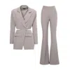 Bluzat Women's Neutrals Beige Suit With Blazer With Waistline Cut-out And Flared Trousers In Beige