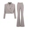 Bluzat Women's Neutrals Beige Suit With Cropped Blazer And Flared Trousers In Beige