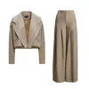 Bluzat Women's Neutrals Beige Suit With Cropped Blazer And Trousers With Pockets In Beige