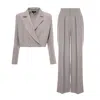 Bluzat Women's Neutrals Beige Suit With Cropped Blazer And Ultra Wide Leg Trousers In Beige