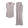 Bluzat Women's Neutrals Beige Suit With Oversized Vest And Ultra Wide Leg Trousers In Beige