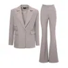 Bluzat Women's Neutrals Beige Suit With Regular Blazer With Double Pocket And Flared Trousers In Beige