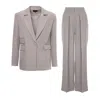 Bluzat Women's Neutrals Beige Suit With Regular Blazer With Double Pocket And Ultra Wide Leg Trousers In Beige