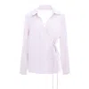 Bluzat Women's Neutrals Beige Wrap Blouse In Beige