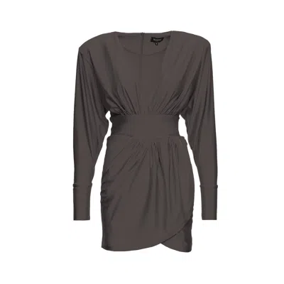 Bluzat Women's Neutrals Black Mini Dress With Corset And V-neck