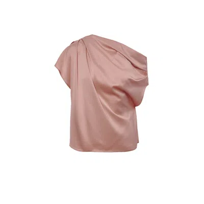 Bluzat Women's Neutrals Bronze Asymmetrical Draped Top In Brown