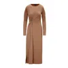 Bluzat Women's Neutrals Camel Midi Dress With Side-knot In Beige