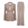 Bluzat Women's Neutrals / Grey / Brown Beige Suit With Balloon Blazer And Wide Leg Trousers In Pink