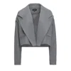 BLUZAT WOMEN'S NEUTRALS GREY CROPPED BLAZER