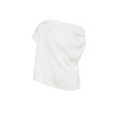 Bluzat Women's Neutrals Ivoire Asymmetrical Draped Top In White