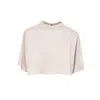 BLUZAT WOMEN'S NEUTRALS IVOIRE CROPPED SATIN T-SHIRT