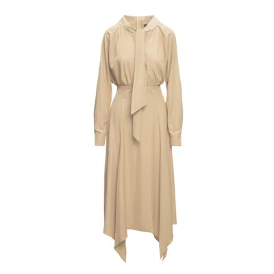 Bluzat Women's Neutrals Ivoire Midi Dress With Scarf In Blue