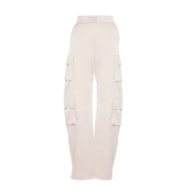 Bluzat Women's Neutrals Ivory Cargo Trousers With Pockets In Pink