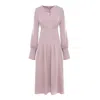 Bluzat Women's Neutrals Midi Beige Dress With Pleats And Asymmetrical Cut Neck In Beige