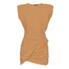 Bluzat Women's Neutrals Mini Camel Dress With Pleats In Beige